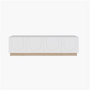 Meuble TV Nexera Nauraa 71 po en bois composite blanc à 4 portes pour téléviseur jusqu'à 80 po