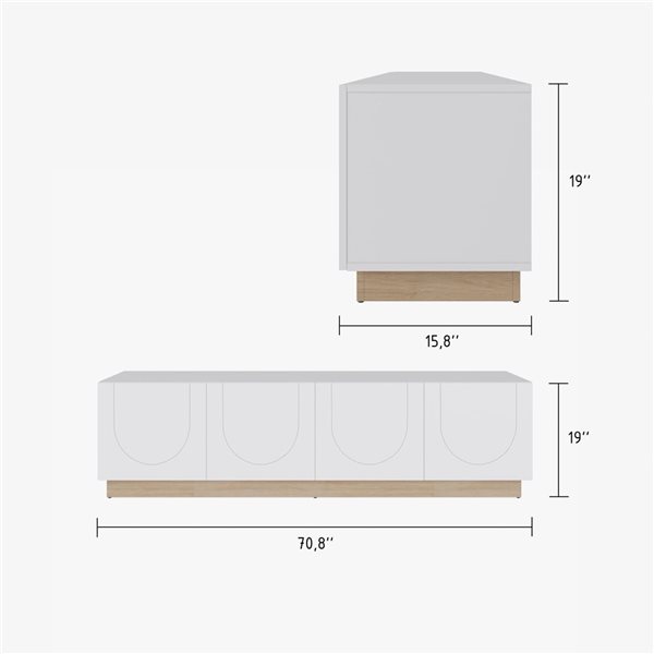 Nexera Nauraa 71-in White Composite Wood 4-Door TV Stand for TVs up to 80-in