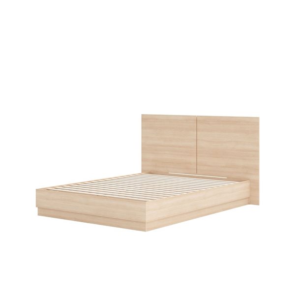 Nexera Milano Natural Blonde Oak Queen-Size Platform Bed with Headboard