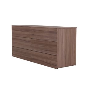 Commode contemporaine à 6 tiroirs Nexera James 59 L. x 18 p. x 26,8 po h. en noyer MDF