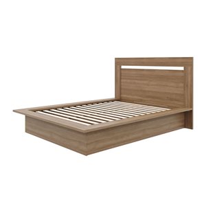 Lit double à plate-forme Nexera Malibu 65.2 l. x 81 po L. en chêne brun avec tête de lit