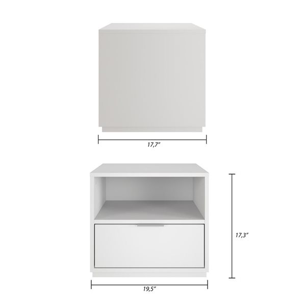 Nexera Hunter White Composite Contemporary Nightstand