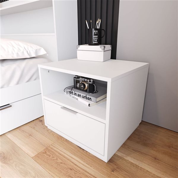 Nexera Hunter White Composite Contemporary Nightstand