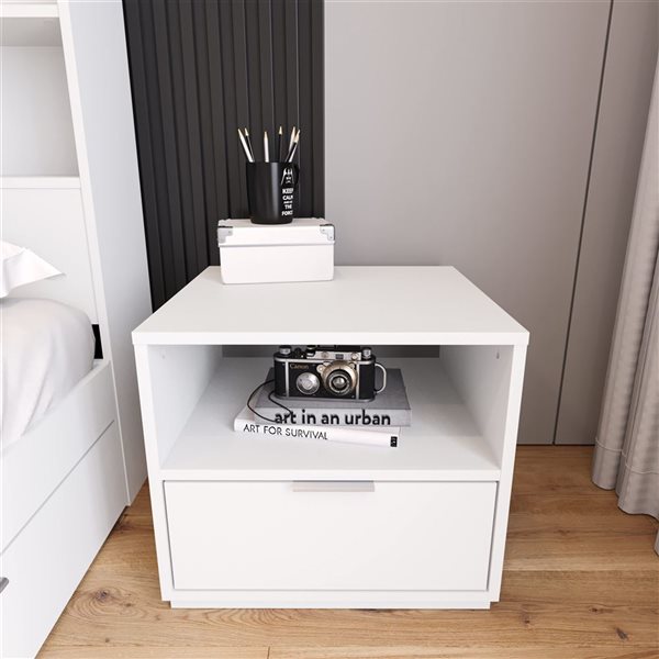 Nexera Hunter White Composite Contemporary Nightstand