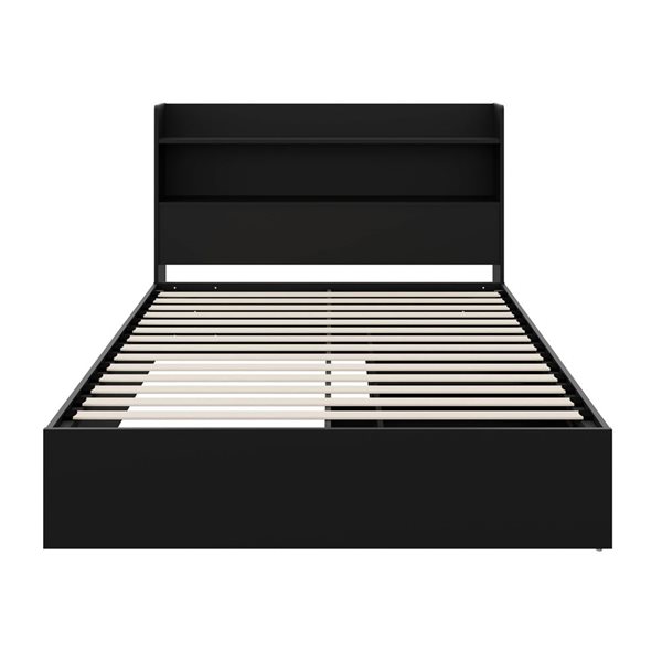 Nexera Hunter Black Full-Size Platform Bed with Bookcase Headboard and Drawers