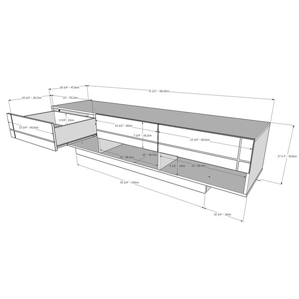 Nexera Stereo 72-in White Composite Wood 3-Drawer TV Stand for TVs up to 80-in