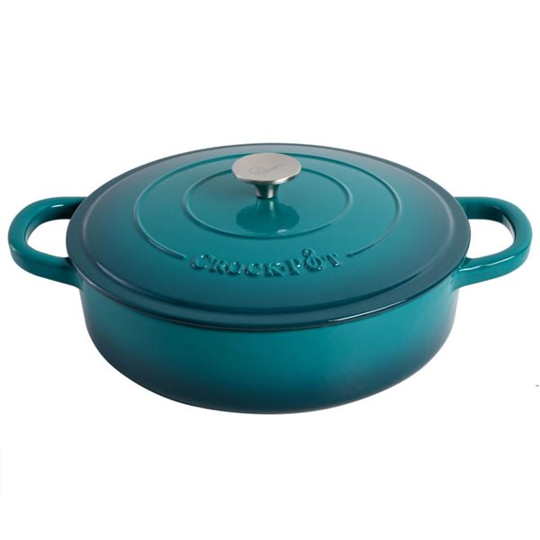 Crock-Pot Artisan 5.7-L Enamelled Cast-Iron Round Teal Braiser Pan w/ Lid