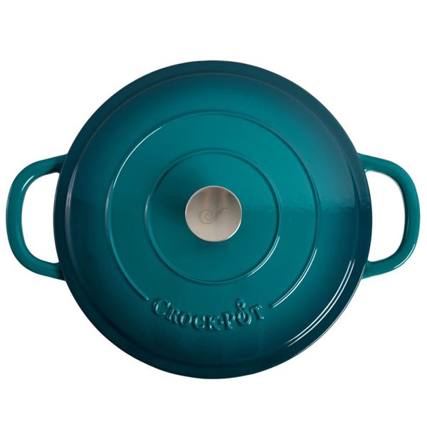 Crock-Pot Artisan 5.7-L Enamelled Cast-Iron Round Teal Braiser Pan w/ Lid