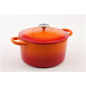 Crock-Pot Artisan 5.7-L Enamelled Cast-Iron Round Orange Dutch Oven w/ Lid