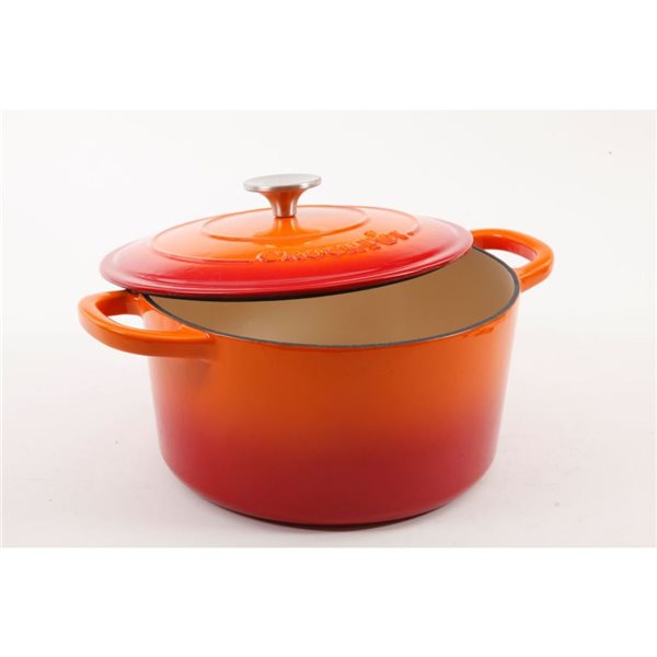 Crock-Pot Artisan 5.7-L Enamelled Cast-Iron Round Orange Dutch Oven w/ Lid