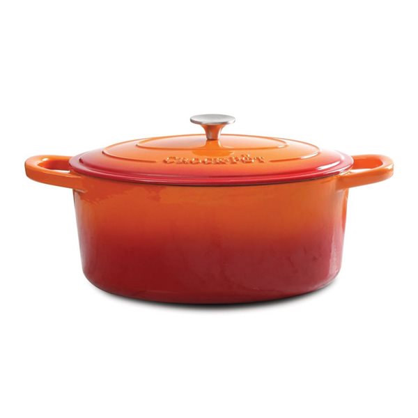 Crock-Pot Artisan 8-L Enamelled Cast-Iron Round Orange Dutch Oven w/ Lid