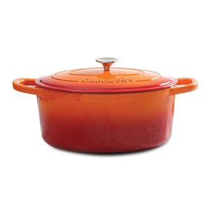 Crock-Pot Artisan 8-L Enamelled Cast-Iron Round Orange Dutch Oven w/ Lid