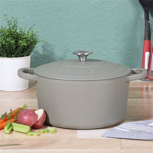 Crock-Pot Artisan 5.7-L Enamelled Cast-Iron Round Green Dutch Oven w/ Lid