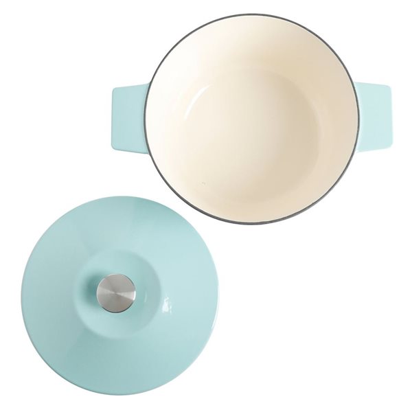 Cocotte ronde en fonte émaillée Eastholm Martha Stewart 5,7-L bleu avec couvercle