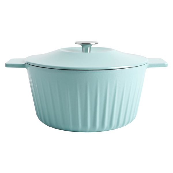 Cocotte ronde en fonte émaillée Eastholm Martha Stewart 5,7-L bleu avec couvercle