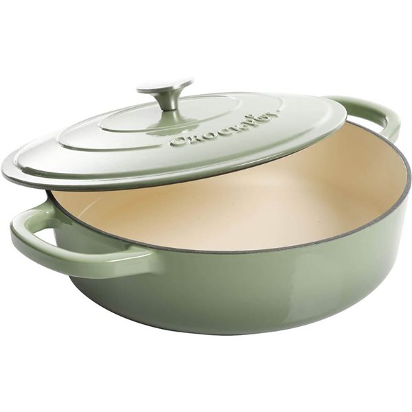 Crock-Pot Artisan 5.7-L Enamelled Cast-Iron Round Green Braiser Pan w/ Lid