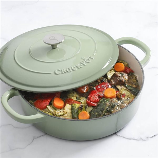 Crock-Pot Artisan 5.7-L Enamelled Cast-Iron Round Green Braiser Pan w/ Lid