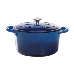 Crock-Pot Artisan 5.7-L Enamelled Cast-Iron Round Blue Dutch Oven w/ Lid