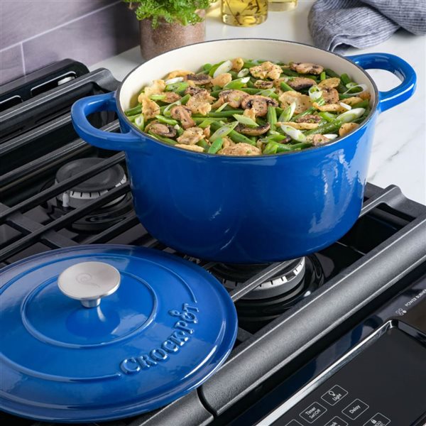 Crock-Pot Artisan 5.7-L Enamelled Cast-Iron Round Blue Dutch Oven w/ Lid