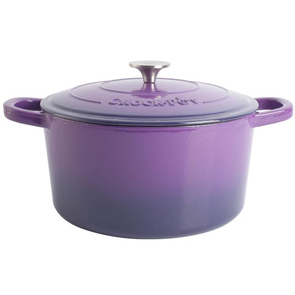 Crock-Pot Artisan 8-L Enamelled Cast-Iron Round Purple Dutch Oven w/ Lid