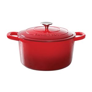 Crock-Pot Artisan 5.7-L Enamelled Cast-Iron Round Red Dutch Oven w/ Lid