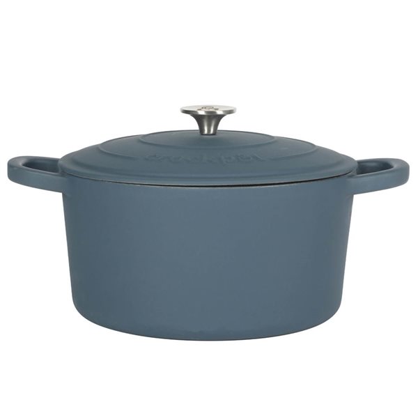 Crock-Pot Artisan 8-L Enamelled Cast-Iron Round Navy Blue Dutch Oven w/ Lid