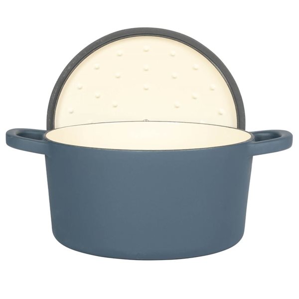 Crock-Pot Artisan 8-L Enamelled Cast-Iron Round Navy Blue Dutch Oven w/ Lid