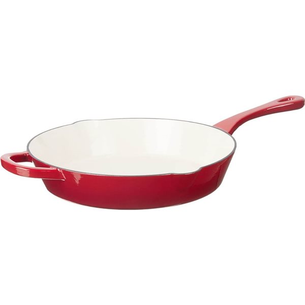 Crock-Pot Artisan 13-in W Red Enamelled Cast-Iron Round Skillet