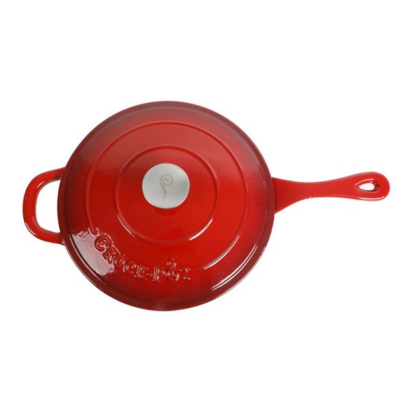 Crock-Pot Artisan 4-L Enamelled Cast-Iron Round Red Deep Sauté Pan w/ Lid