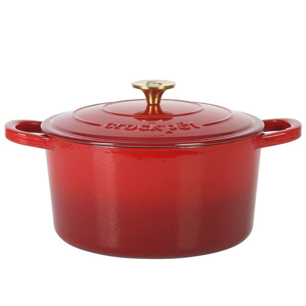 Crock-Pot Artisan 6.8-L Enamelled Cast-Iron Round Red Dutch Oven w/ Lid