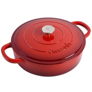 Casserole profonde ronde en fonte émaillée Artisan Crock-Pot 5,7-L rouge avec couvercle