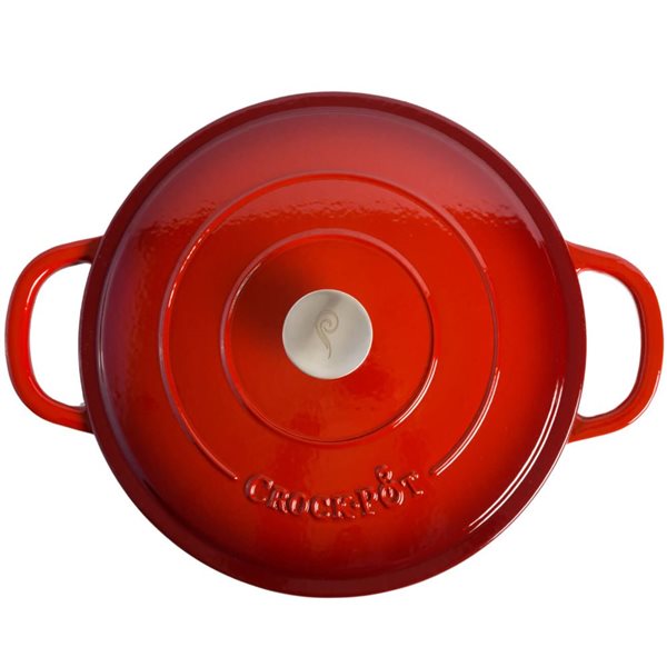 Crock-Pot Artisan 5.7-L Enamelled Cast-Iron Round Red Braiser Pan w/ Lid