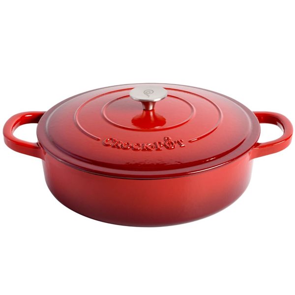 Crock-Pot Artisan 5.7-L Enamelled Cast-Iron Round Red Braiser Pan w/ Lid