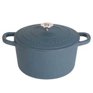 Crock-Pot Artisan 5.7-L Enamelled Cast-Iron Round Navy Blue Dutch Oven w/ Lid