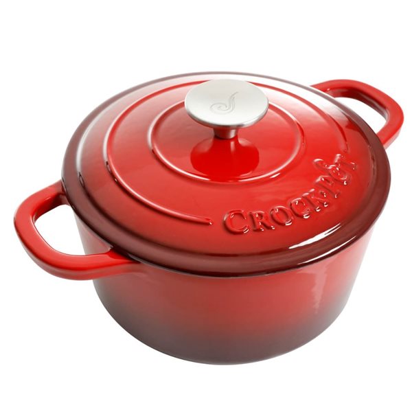 Crock-Pot Artisan 3.5-L Enamelled Cast-Iron Round Red Dutch Oven w/ Lid