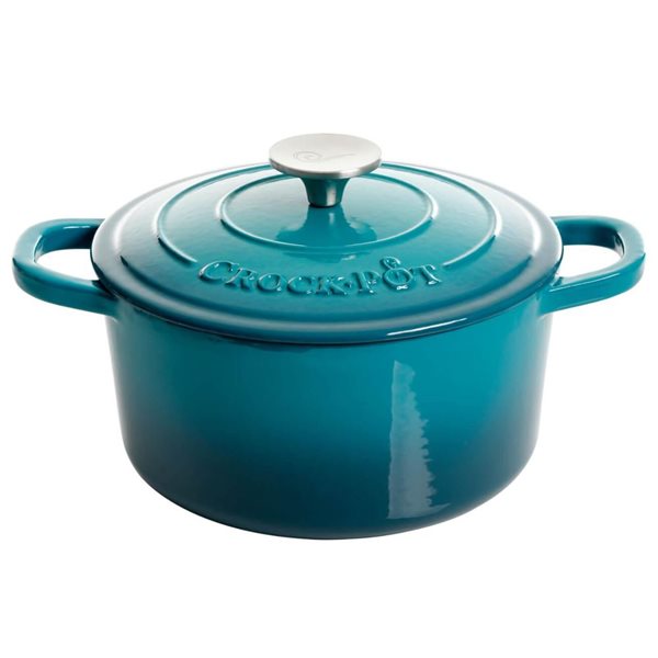 Cocotte ronde en fonte émaillée Artisan Crock-Pot 3,5 L bleu sarcelle avec couvercle