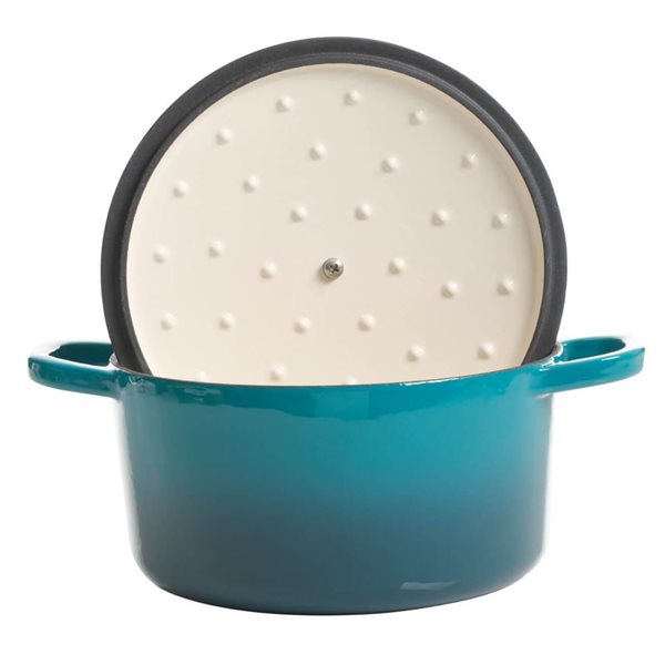 Cocotte ronde en fonte émaillée Artisan Crock-Pot 3,5 L bleu sarcelle avec couvercle