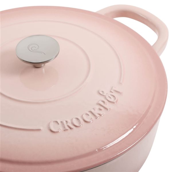 Casserole profonde ronde en fonte émaillée Artisan Crock-Pot 5.7-L rose avec couvercle