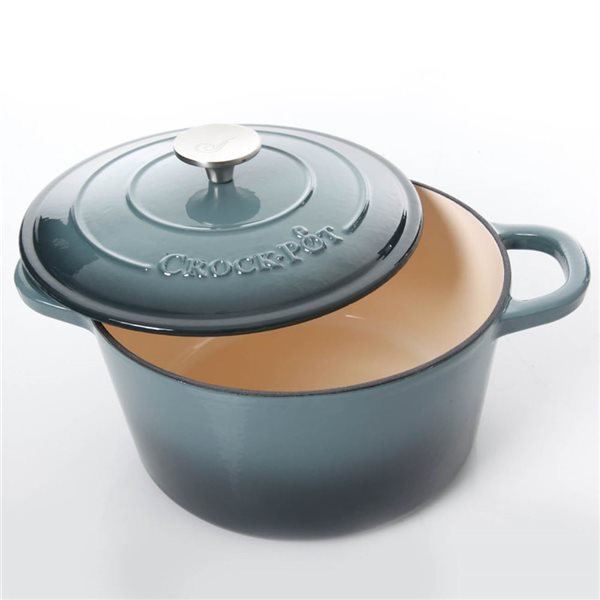 Crock-Pot Artisan 5.7-L Enamelled Cast-Iron Round Grey Dutch Oven w/ Lid