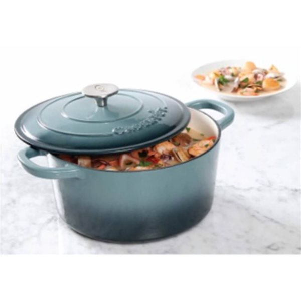 Crock-Pot Artisan 5.7-L Enamelled Cast-Iron Round Grey Dutch Oven w/ Lid