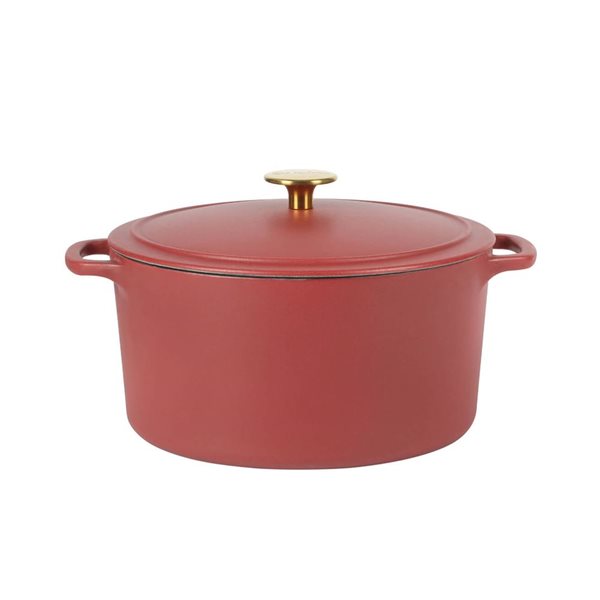 Cocotte ronde en fonte émaillée Millau Sur La Table 6,2-L rouge brique avec couvercle