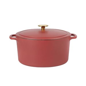 Cocotte ronde en fonte émaillée Millau Sur La Table 6,2-L rouge brique avec couvercle