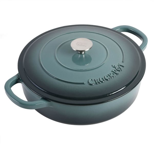 Casserole profonde ronde en fonte émaillée Artisan Crock-Pot 5,7-L gris avec couvercle