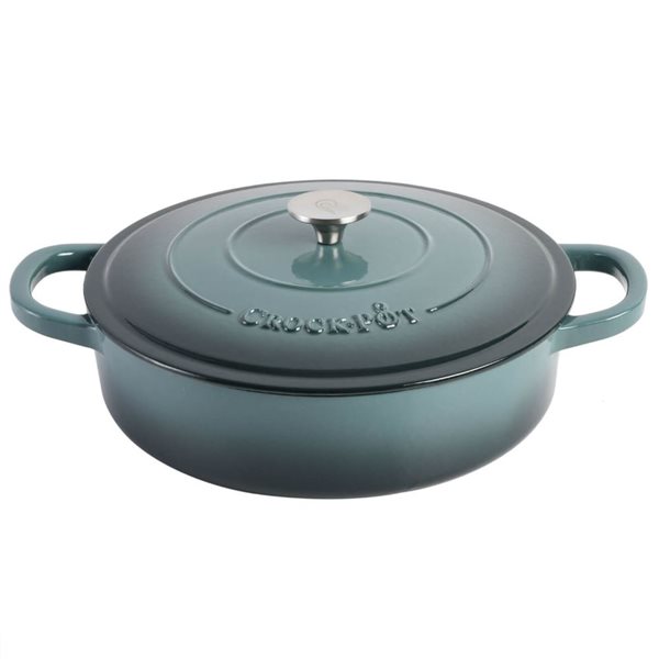 Casserole profonde ronde en fonte émaillée Artisan Crock-Pot 5,7-L gris avec couvercle