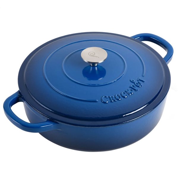 Crock-Pot Artisan 5.7-L Enamelled Cast-Iron Round Blue Braiser Pan w/ Lid