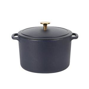 Sur La Table Millau 6.2-L Enamelled Cast-Iron Round Navy Blue Dutch Oven w/ Lid