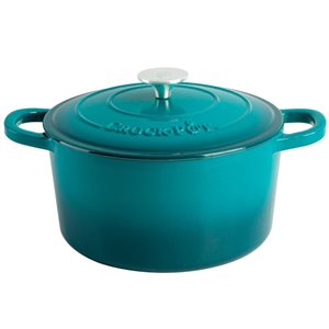 Crock-Pot Artisan 5.7-L Enamelled Cast-Iron Round Teal Dutch Oven w/ Lid