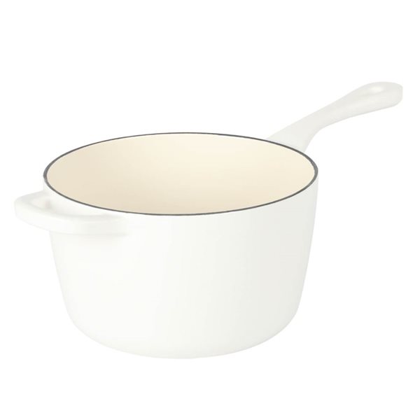 Crock-Pot Artisan 3.5-L Enamelled Cast-Iron White Saucepan w/Lid and Gold Knob