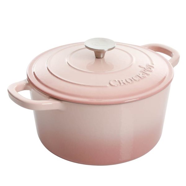 Crock-Pot Artisan 5.7-L Enamelled Cast-Iron Round Pink Dutch Oven w/ Lid