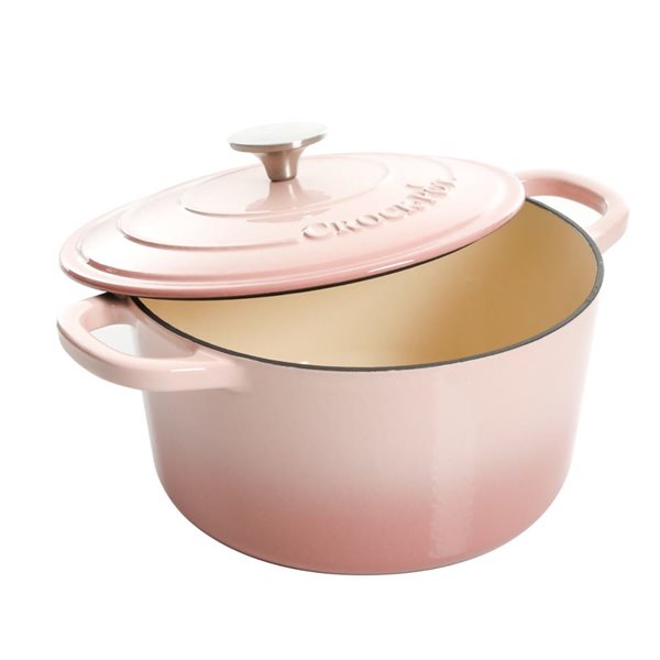 Cocotte ronde en fonte émaillée Artisan Crock-Pot 5,7-L rose avec couvercle